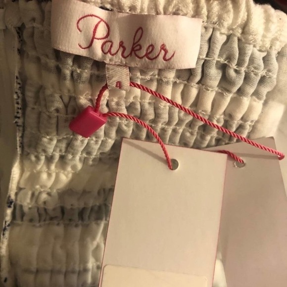 PARKER Bahama Shift Aquarius Stripe Off Shoulder Blue & White Mini Dress 4 NEW - Picture 6 of 10